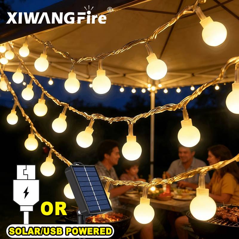 Outdoor Lighting Garden - 3-10M 태양광/USB/배터리 스트링 조명, 요정 글로브