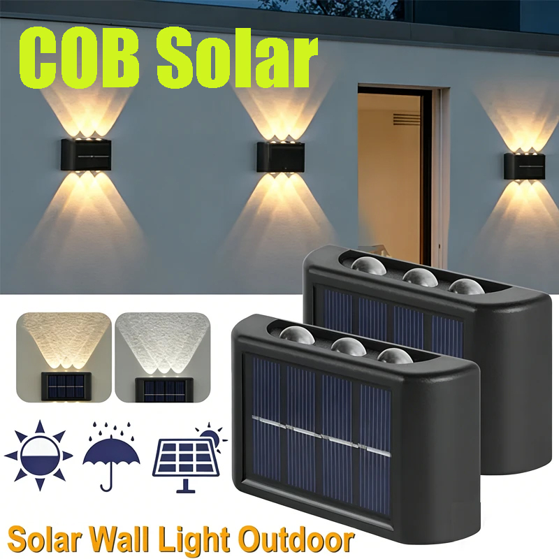 Outdoor Lighting Landscape - COB 태양광 벽등, 방수 야외 조명,