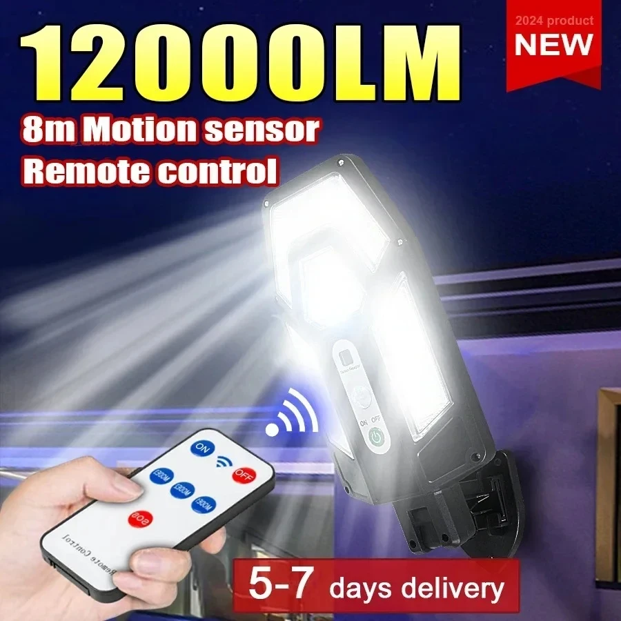 Outdoor Lighting Solar Panel - 12000LM 강력한 태양광 벽등 리모컨 포함