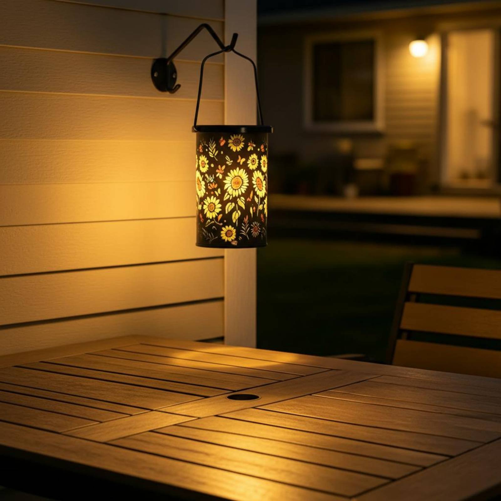 Hanging Outdoor Lighting - 꽃무늬 랜턴 빈티지 디자인 걸이형 태양광