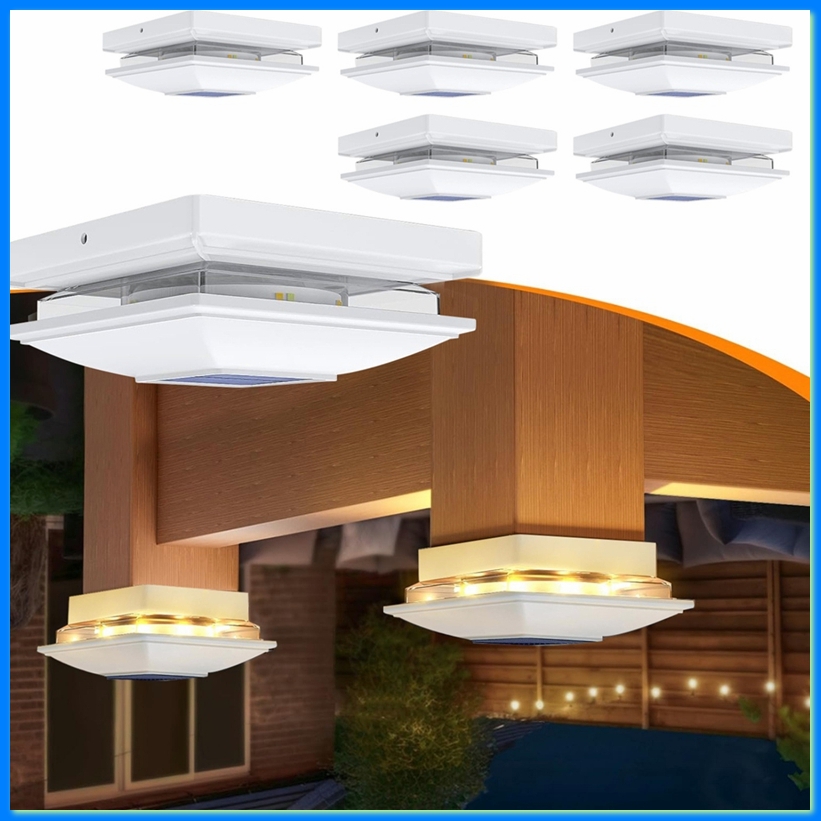 Outdoor Lighting For Fence - 4팩 태양광 포스트 캡 조명 야외용,