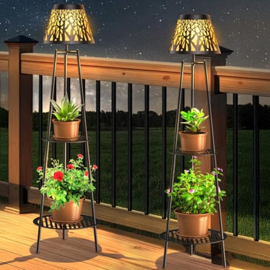 Outdoor Lighting Garden - 2팩 야외용 태양광 바닥 램프(식물 스탠드