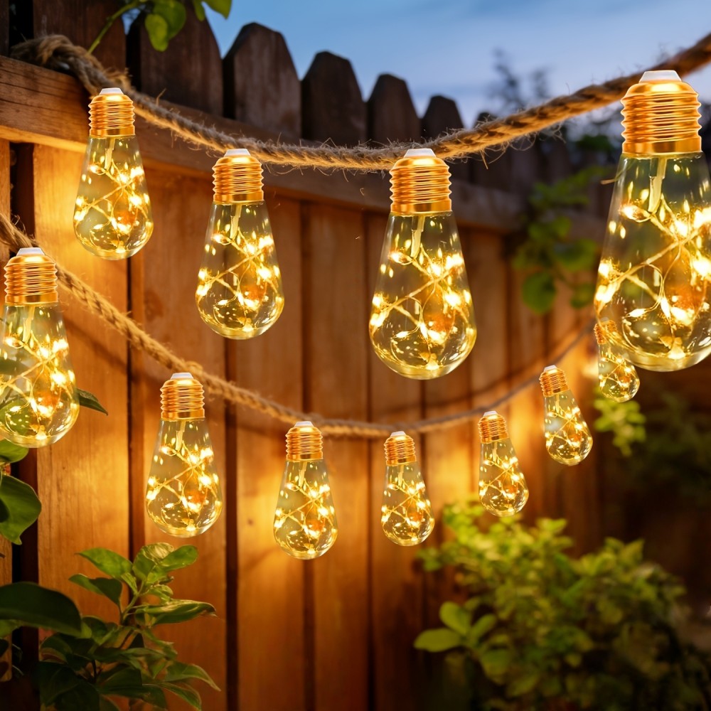 Outdoor Lighting For Fence - 10/20LED 야외 태양광 조명줄, 방수 전구
