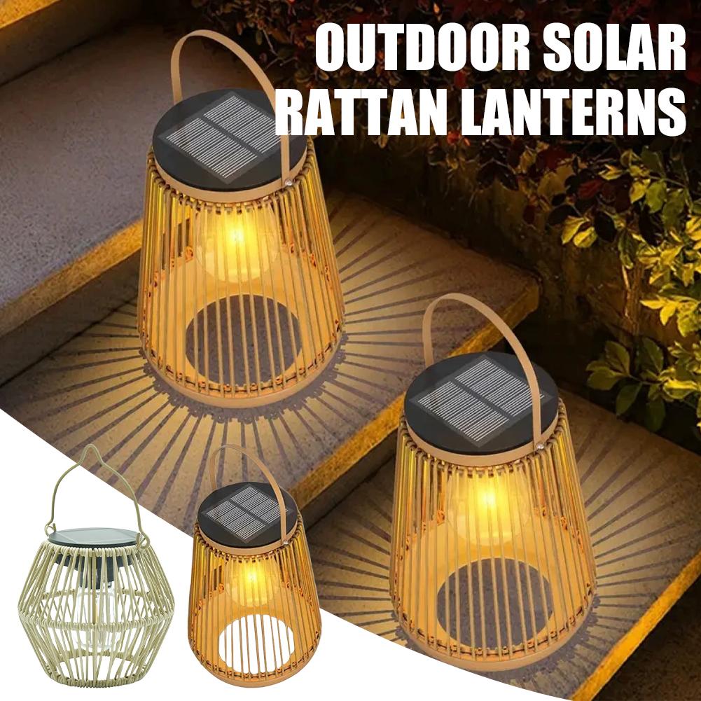 Hanging Outdoor Lighting - IP65 방수 태양광 라탄 랜턴 걸이식