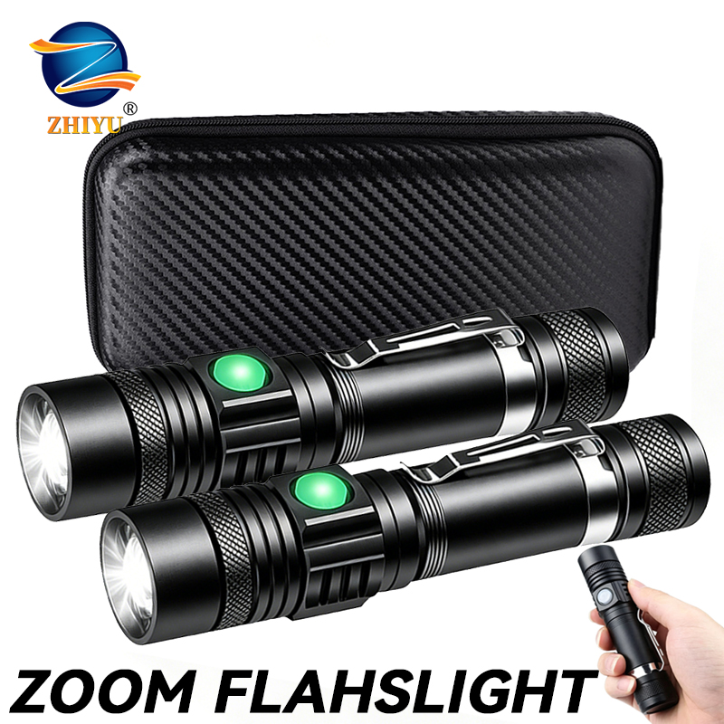 Outdoor Lighting Lumen - T6 LED 충전식 손전등, 18650 줌이