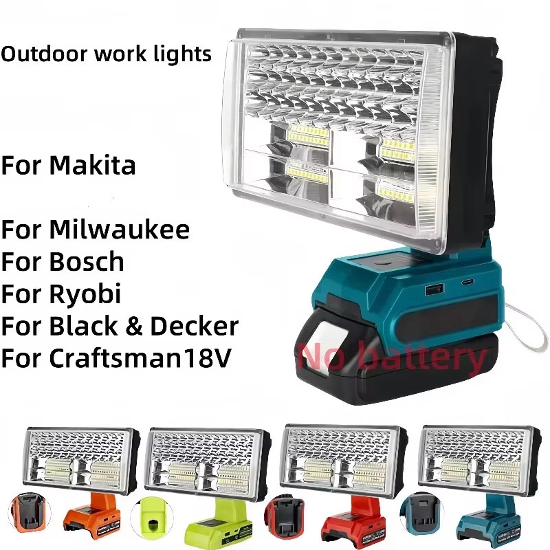 Outdoor Lighting Milwaukee - 50W 야외용 휴대형 작업등, 디월트/마키타/밀워키/보쉬/리오비/블랙앤데커/크래프트맨 18V
