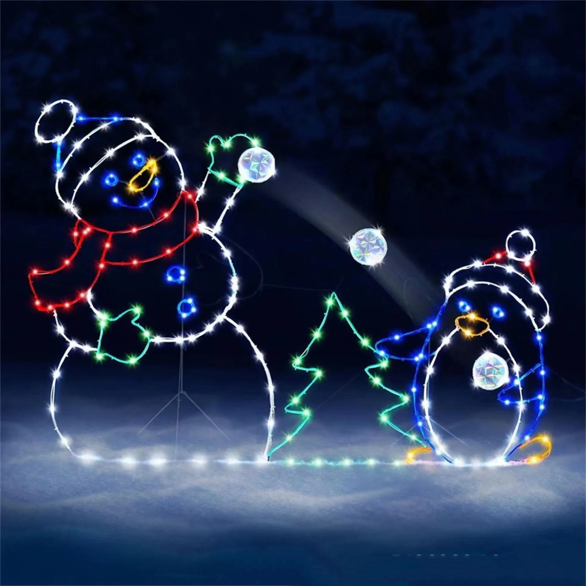애니메이션 눈덩이 조명 LED 반짝이 눈사람 크리스마스 - Outdoor Lighting Effects 리뷰 및 가격
