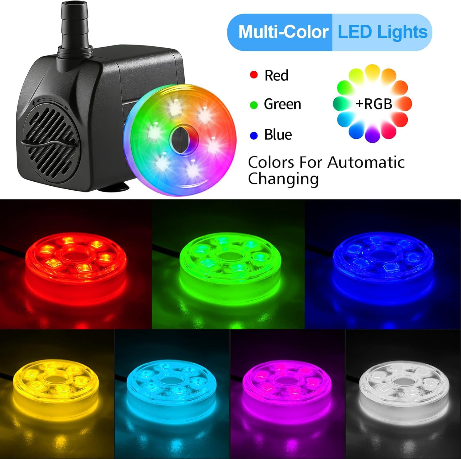 210GPH 수중 워터 펌프(LED 조명 분수 포함)  - Pond Light Submersible 리뷰 및 가격