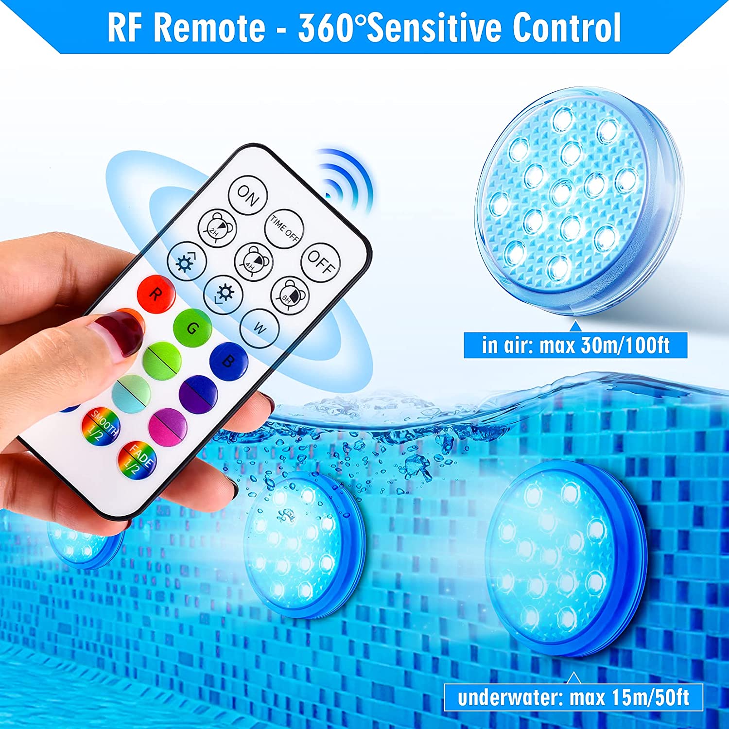 원격 IP68 방수 색상 변경이 가능한 충전식 수중 잠 - Pond Light Submersible 리뷰 및 가격