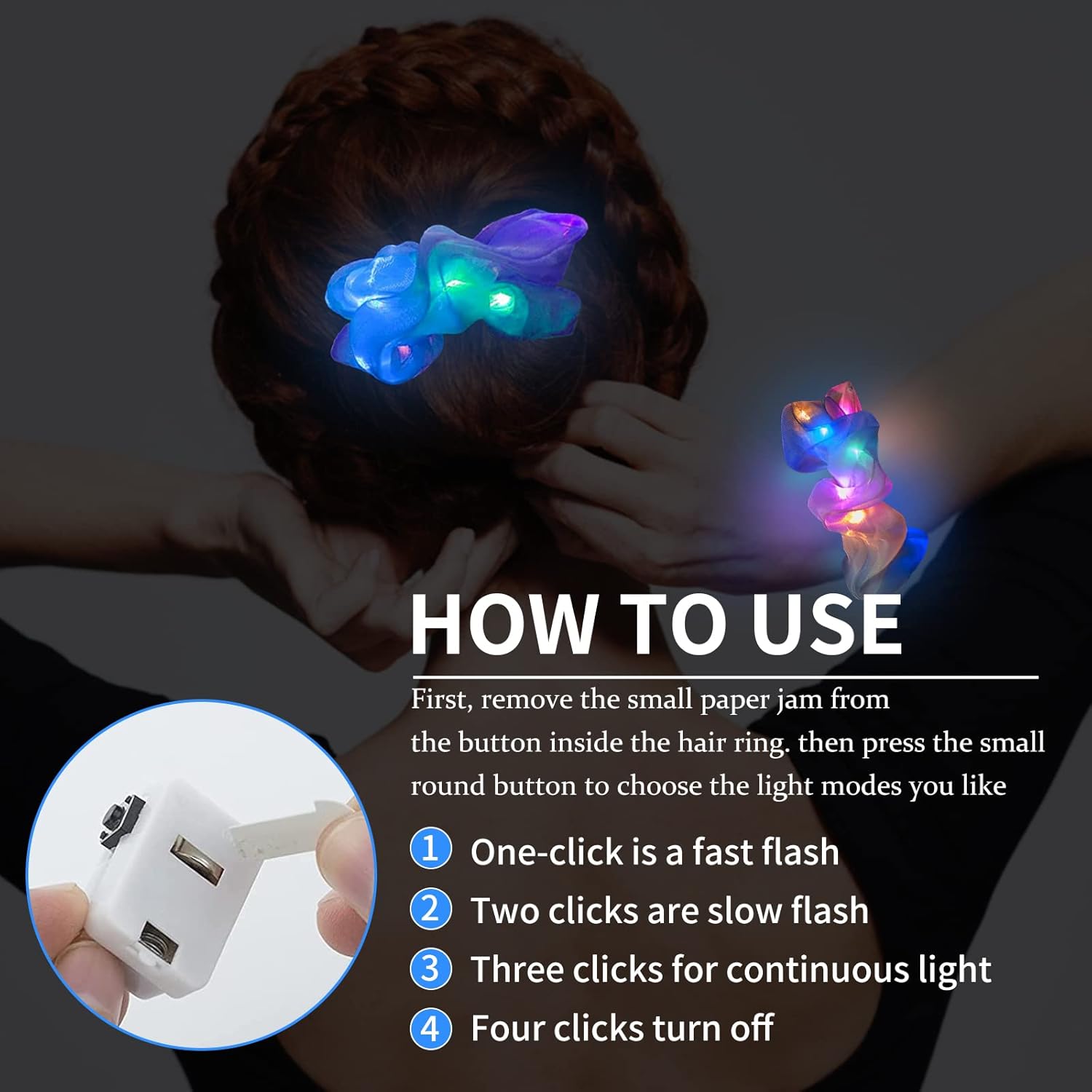 6개 LED 스크런치 헤어밴드, 야광 스크런치, 어둠  - Outdoor Lighting Effects 리뷰 및 가격