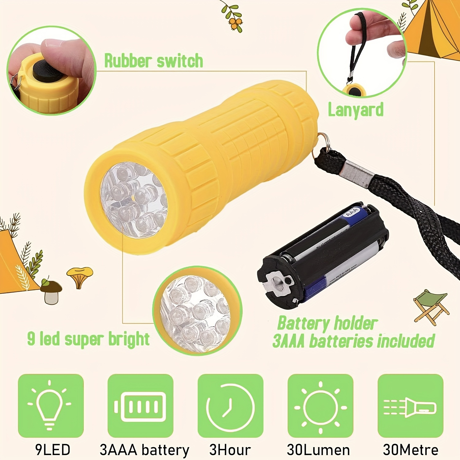 미니 휴대용 손전등 9개의 XPE 램프 비드가 3개의  - Outdoor Lighting Portable 리뷰 및 가격