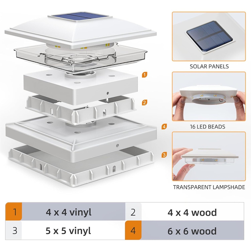 4팩 태양광 포스트 캡 조명 야외용, 16 LED 울타 - Outdoor Lighting For Fence 리뷰 및 가격