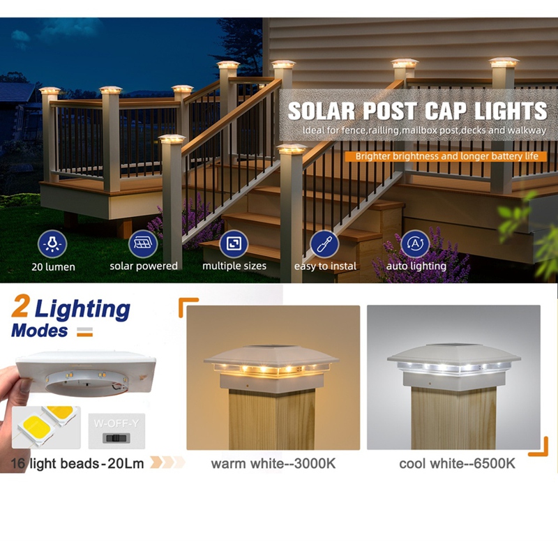 4팩 태양광 포스트 캡 조명 야외용, 16 LED 울타 - Outdoor Lighting For Fence 리뷰 및 가격