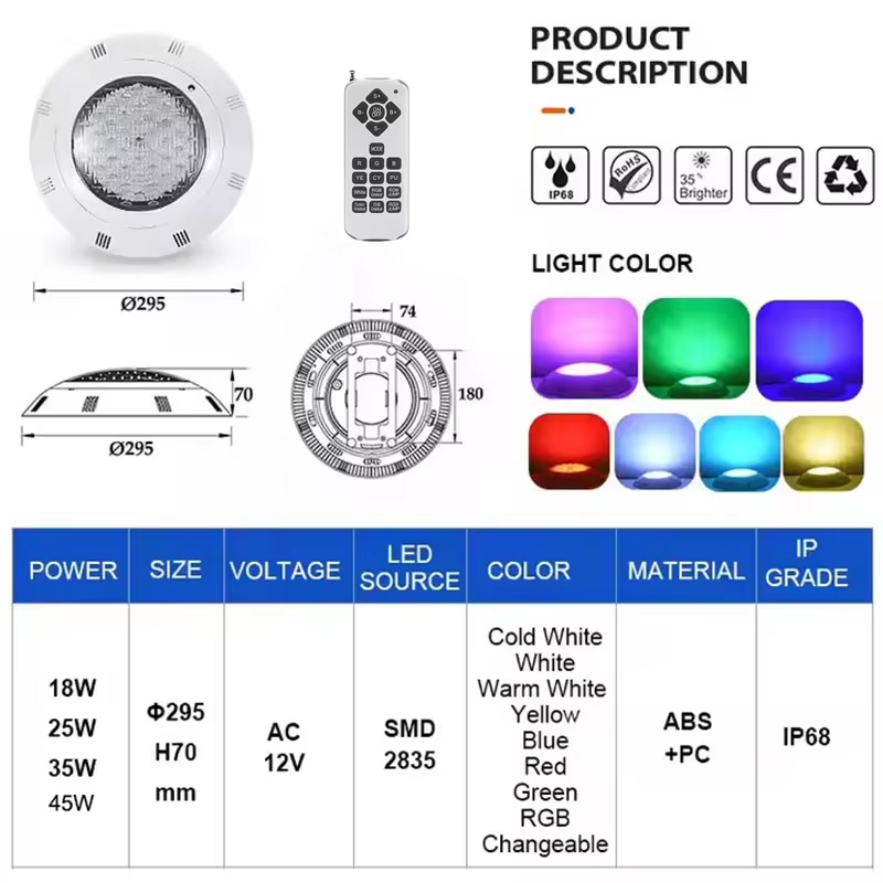 LED 수중 수영장 조명 RGB 색상 변경 AC12V  - Pond Light Submersible 리뷰 및 가격