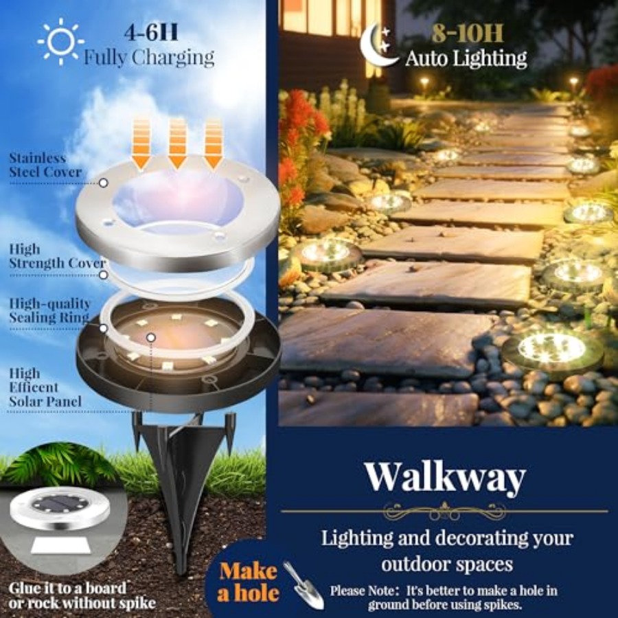 태양광 지상등 태양광 조명 야외 방수 8 LED 태양열 - Outdoor Lighting Landscape 리뷰 및 가격